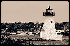 Palmer Island Lighthouse in Massachusetts -Sepia Tone
